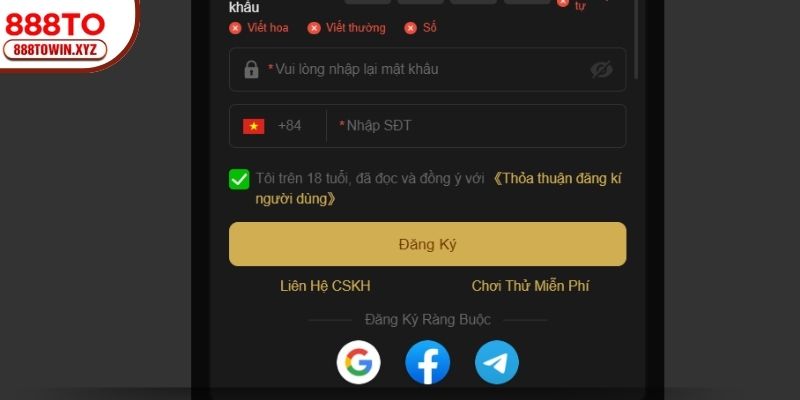 Cách đăng ký 888TO chi tiết qua điều kiện cơ bản