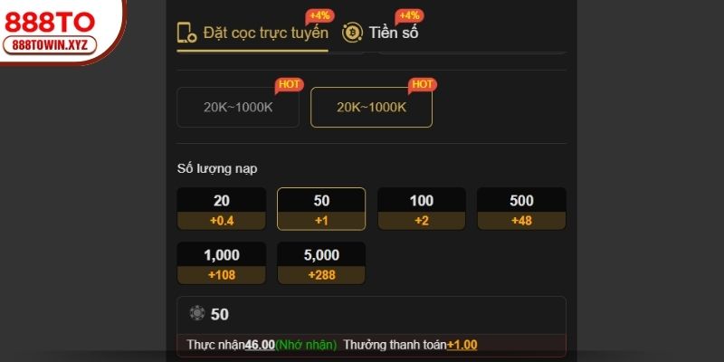 Cách nạp tiền vào 888TO qua điều kiện cơ bản