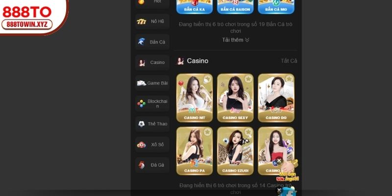 Giới thiệu sảnh game Casino nhà cái 888TO