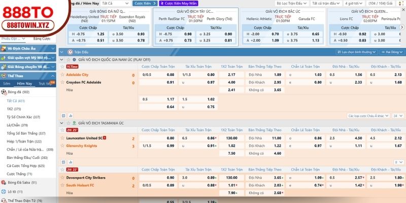 Thể thao cung cấp đa dạng kèo