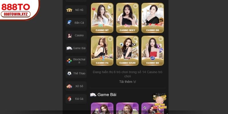 Trò chơi 888TO Casino Live  trải nghiệm chân thực